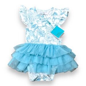 🆕 Posh Peanut Blue Horse Tulle Onesie Dress